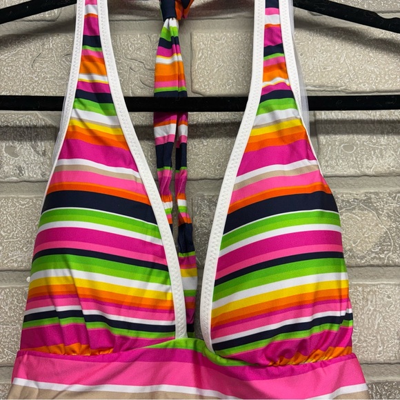 Trina Turk Striped Halter One Piece Swimsuit Size 6 Pink Multi - Picture 5 of 10